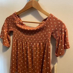 Polka dot off the shoulder top